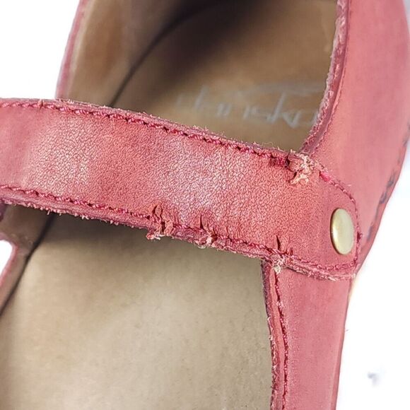 Dansko Women's EU37 US6-6,5 Red Leather Mary Jane Pro Clog Shoes - Picture 16 of 16